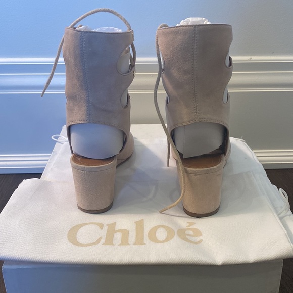 Chloe suede wedge mid calf gladiator sz 39 color : cream puff - Picture 6 of 8